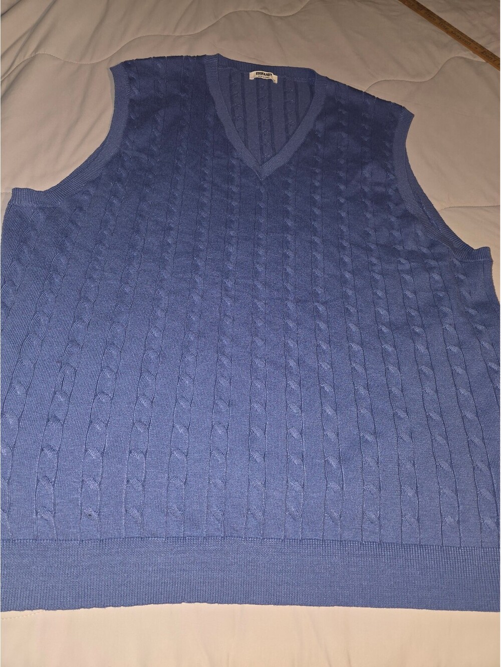 vtg  COOFANDY Men’s Knit V-Neck Sleeveless Sweater Vest Solid Blue - 2XL